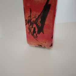 Magnique vase soliflore rouge made in France aux accents asiatiques